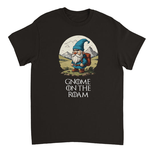 Heavyweight Unisex Crewneck T-shirt "Gnome on the Roam"